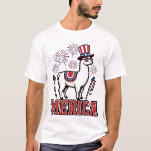 Patriotisches Lama Merica Vintage Vektor Design_1 T-Shirt