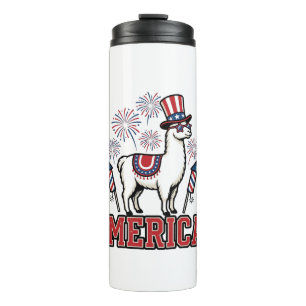 Patriotisches Lama Merica Vintage Vektordesign_1 Thermosbecher