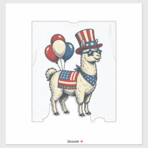 Patriotisches Lama Vintage Gravur Shirt Design_1 Aufkleber