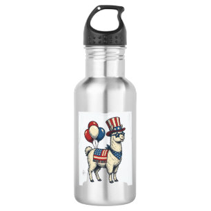 Patriotisches Lama Vintage-Gravur-Shirt-Design_1 Edelstahlflasche