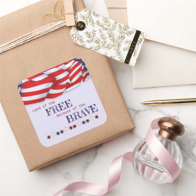 Patriotisches Land der Freien Jagd farbenfroh Quadratischer Aufkleber (Schenken)