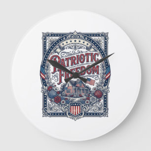 Patriotisches Landhausgarten-Vektorgrafik-T-Shirt Große Wanduhr