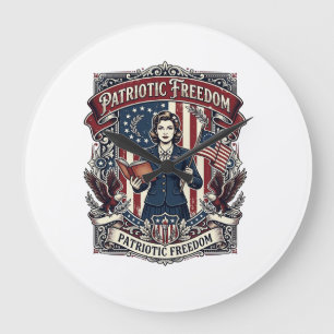 Patriotisches Lehrer Vektorgrafik T-Shirt_1 Große Wanduhr