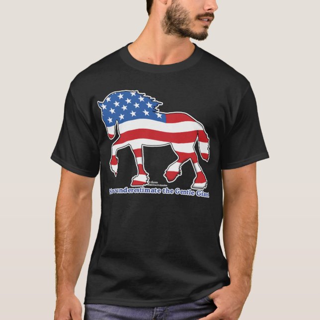 Patriotisches leichtes riesiges Entwurfs-Pferd T-Shirt (Vorderseite)