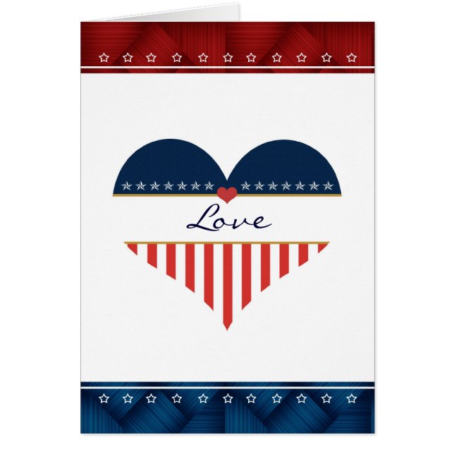 Patriotisches Liebe USA-Flaggen-Herz-leere Karte (Vorne)