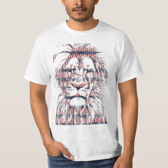Patriotisches Löwe-US Flagge USA abstrakte Kunst T-Shirt (Vorderseite)