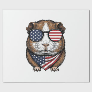 Patriotisches Meerschweinchen Vintage-Stich Geschenkpapier