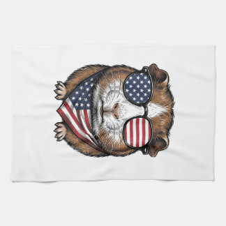 Patriotisches Meerschweinchen Vintage-Stich Geschirrtuch