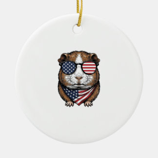 Patriotisches Meerschweinchen Vintage-Stich Keramik Ornament
