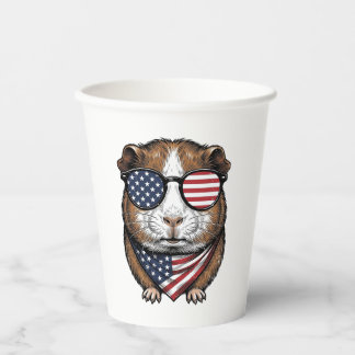 Patriotisches Meerschweinchen Vintage-Stich Pappbecher