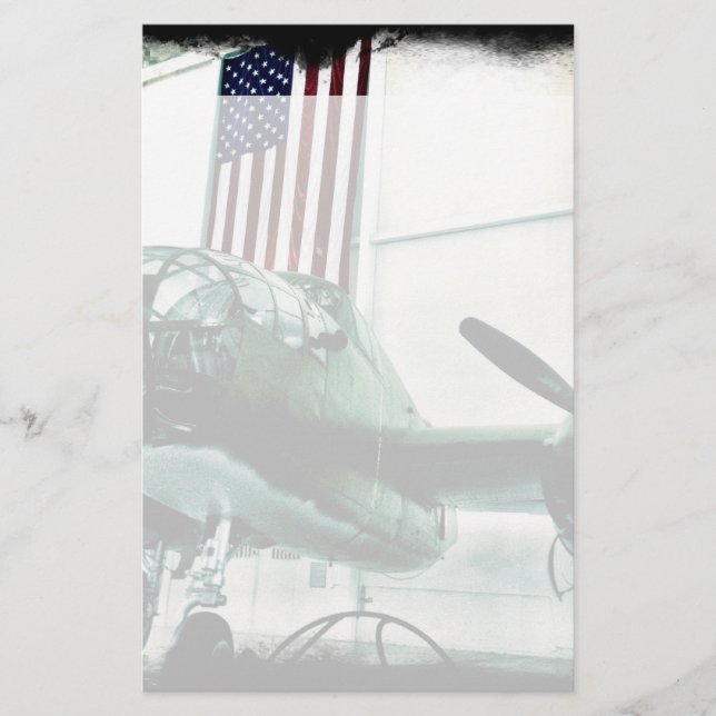 Patriotisches militärisches Flugzeug des Zweiten W Briefpapier (Vorderseite)