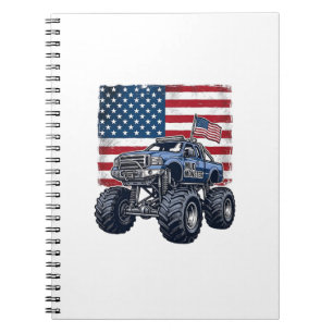 Patriotisches Monster-Truck-Vintage-Stichdesign_1 Notizblock