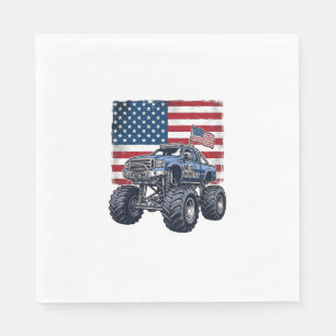 Patriotisches Monster-Truck-Vintage-Stickdesign_1 Serviette