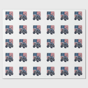 Patriotisches Monster-Truck-Vintage-Stickerei-Desi Geschenkpapier