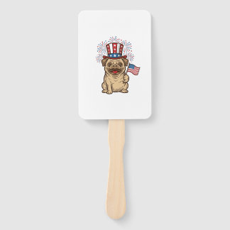 Patriotisches Mops-Feuerwerk Vintage-Stickerei-Shi Fächer