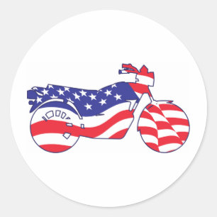 Patriotisches Motorrad Runder Aufkleber