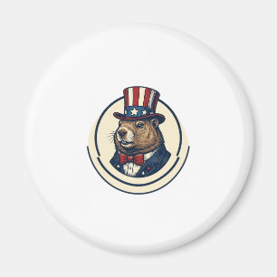 Patriotisches Murmeltier Vintage Gravur Shirt Desi Magnet