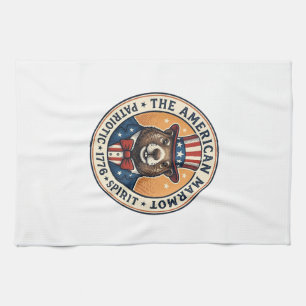 Patriotisches Murmeltier Vintage-Stich-Shirt-Desig Geschirrtuch