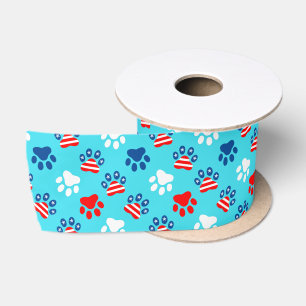 Patriotisches Muster aus Red White und Blue Dog Pa Satinband