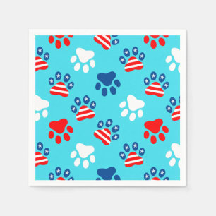 Patriotisches Muster aus Red White und Blue Dog Pa Serviette