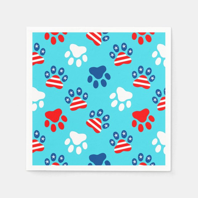 Patriotisches Muster aus Red White und Blue Dog Pa Serviette (Vorderseite)