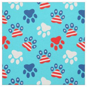 Patriotisches Muster aus Red White und Blue Dog Pa Stoff