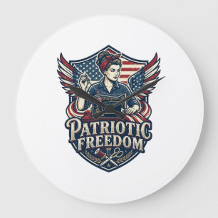 Patriotisches Näh-Mom-Vektorgrafik-T-Shirt_1 Große Wanduhr