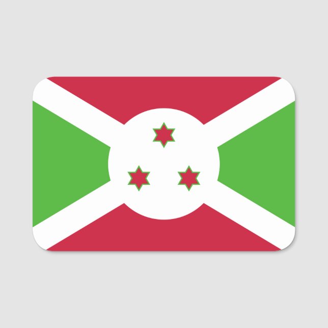 Patriotisches Namensschild mit der Flagge Burundis (Vorderseite)