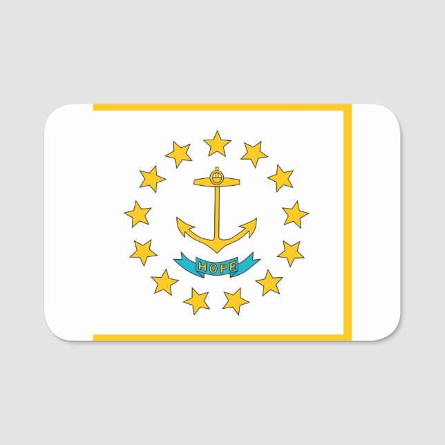 Patriotisches Namensschild mit der Flagge von Rhod (Vorderseite)