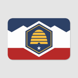 Patriotisches Namensschild mit Flagge von Utah, US