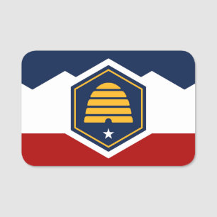 Patriotisches Namensschild mit Flagge von Utah, US