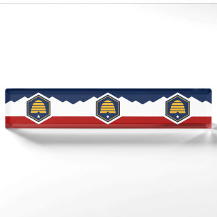 Patriotisches Namensschild mit Flagge von Utah, US Namensplakette