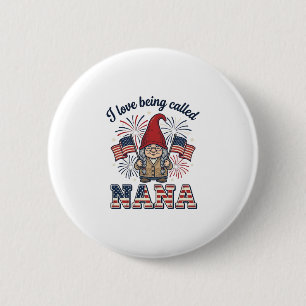 Patriotisches Nana-Gnom-Vintage-Oma-Shirt Des Button
