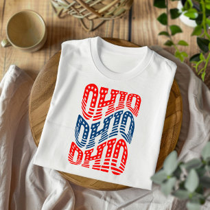 Patriotisches Ohio-Rot-Blau-Boho-T-Shirt  T-Shirt
