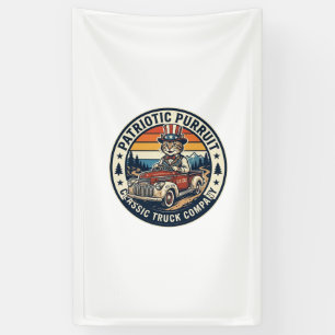 Patriotisches Onkel-Sam-Katz Retro-Sonnenuntergang Banner