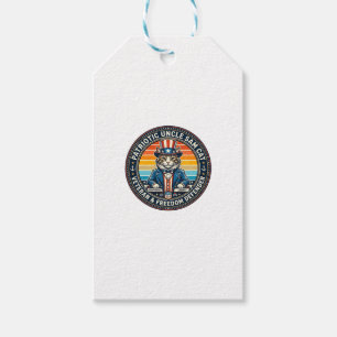 Patriotisches Onkel-Sam-Katz Retro-Sonnenuntergang Geschenkanhänger