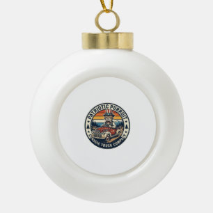 Patriotisches Onkel-Sam-Katz Retro-Sonnenuntergang Keramik Kugel-Ornament