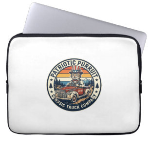 Patriotisches Onkel-Sam-Katz Retro-Sonnenuntergang Laptopschutzhülle