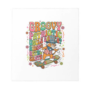 Patriotisches Onkel-Sam-Katz Retro-Typografie T-Sh Notizblock