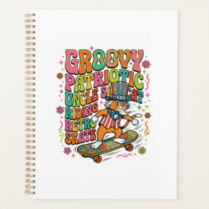 Patriotisches Onkel-Sam-Katze Retro-Typografie T-S Planer