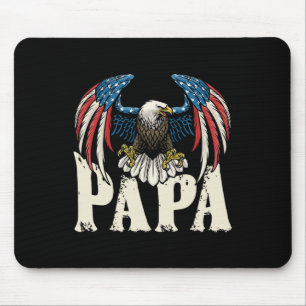 Patriotisches Papa-Weißkopfseeadler-Shirt USA-Flag Mousepad