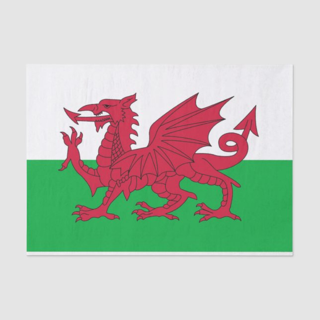 Patriotisches Papiertaschentuch mit Wales-Flagge Seidenpapier (Vorderseite)