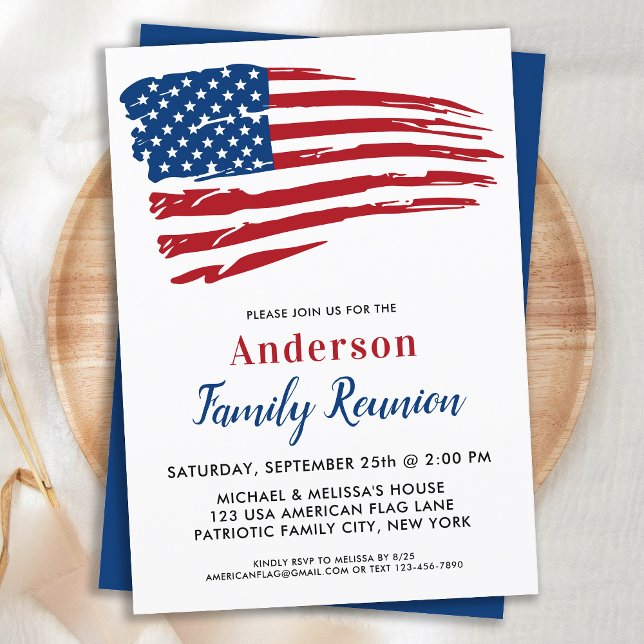 Patriotisches Party American Flag Family Wiederseh Einladung (Von Creator hochgeladen)