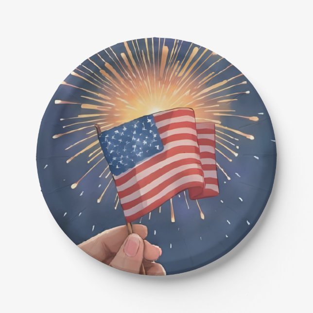 Patriotisches Party der amerikanischen Flagge Pappteller (Vorderseite)
