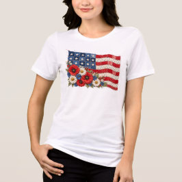 Patriotisches Patchwork-Amerikanische Flagge mit W Tri-Blend Shirt