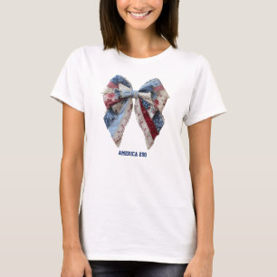 Patriotisches Patchwork-Schleifen-Grandmillennial T-Shirt