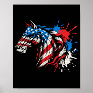 Patriotisches Pferd American Flag Splash Art Poster