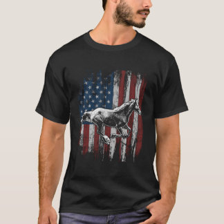 Patriotisches Pferd Amerikanische Flagge Reiten T-Shirt