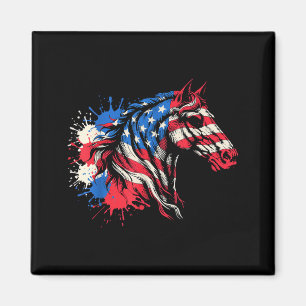 Patriotisches Pferd amerikanische Flagge Splash Ar Magnet