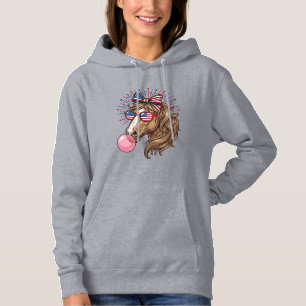 Patriotisches Pferd Bubble Gum Vintage Vektor T-Sh Hoodie